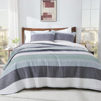 Andency Stripe Quilt Set Cal King, 3 Pieces Patchwork Bedspread Coverlet Set - Image 8