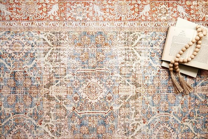 Loloi Layla Collection LAY-04 Ocean/Rust 2'-6" x 12'-0" .13" Thick Runner Rug - Image 9