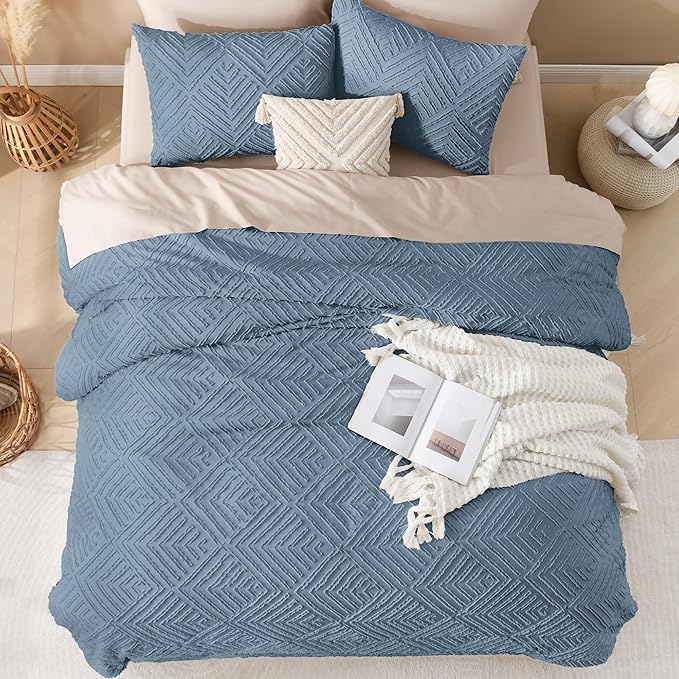 Andency Grayish Blue Comforter Set King Size, 3 Pieces Boho Bedding Set & - Image 7