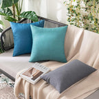 MIULEE Pack of 2 Decorative Outdoor Solid Waterproof Throw Pillow Covers Euro - Image 2