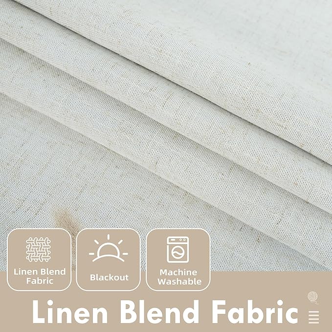 DriftAway Double Layer Linen Blackout Tie Up Curtains Thermal Insulated Fully - Image 3