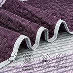 Andency Striped Quilt Set King, 3 Pieces Purple and Grey Striped Bedspread - Image 5