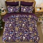 Yiran Purple Floral Comforter Set King Size, 7 Piece Botanical Comforter - Image 3