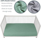 GUNTAIL Muslin Crib Sheets for Boys Girls 100% Cotton Fitted Baby Crib Sheet 2 - Image 3