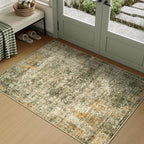 Area Rug 3x5 Brown Washable Non-Slip Lightweight Floral Vintage Distress Print - Image 7
