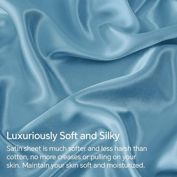 BEDELITE Satin Fitted Sheet and Pillowcase Set, Luxury Soft Similar to Silk - Image 3