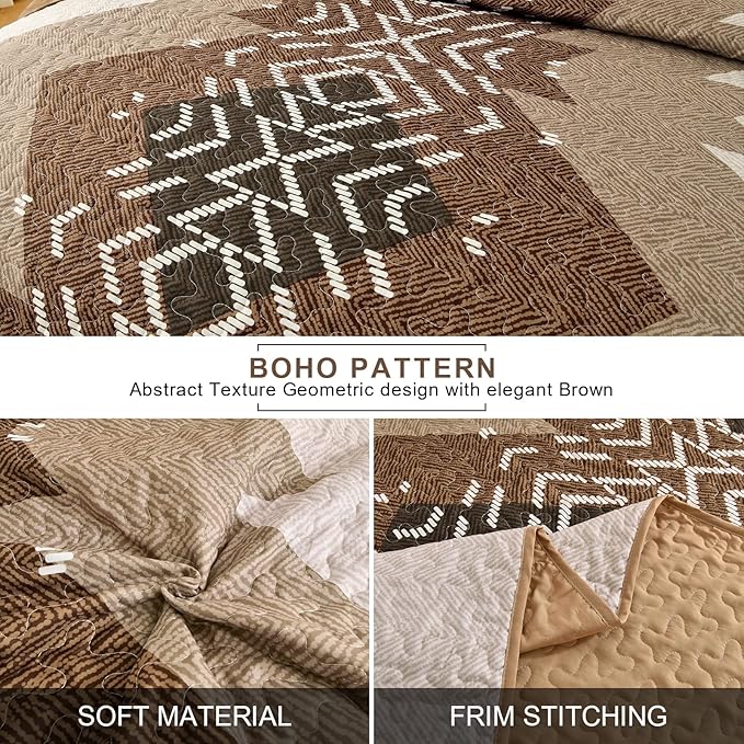 Dintszyayue Bohemian Quilt Set King Size, 3 Pieces Aztec Texture Bedding - Image 4