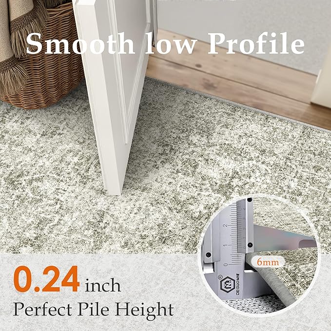 2x3 Entryway Area Rug Vintage Neutral Washable Small Carpet Indoor Non Slip - Image 3