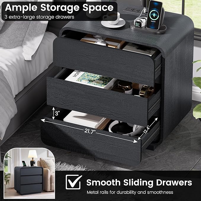 Black Night Stand Set of 2 - Image 5