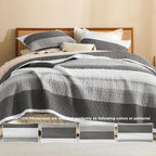 Litanika Oversized King Quilt Set Dark Grey, 120x120 Stripe Bedspread Coverlet - Image 5