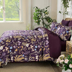 Yiran Purple Floral Comforter Set King Size, 7 Piece Botanical Comforter - Image 6