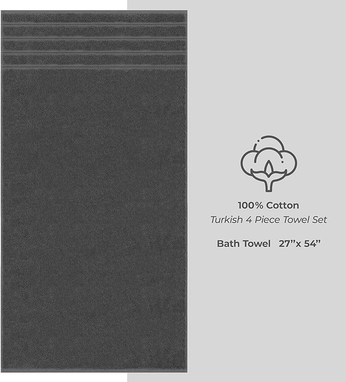 American Soft Linen Luxury 4 Piece Bath Towel Set, 600 GSM 100% Cotton Turkish - Image 4