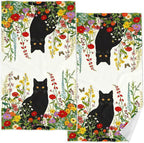Accnicc 2 Pack Black Cat Bathroom Hand Towels Decorative Spring Floral Dish by Accnicc