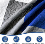 Tyrot 3 Piece Blue White Grey Quilt Set King Size Black White Geometric - Image 6