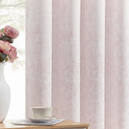 Beauoop Pink Floral Jacquard Blackout Curtains 90 Inches Long 2 Panels by Beauoop