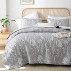 JANZAA Quilts Queen Size Bed Spread Botanical 3 Pieces Quilts Queen Size Sets - Image 5