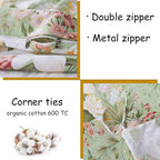 FADFAY Mint Green Floral Duvet Cover Set 100% Cotton Farmhouse Bedding Elegant - Image 4