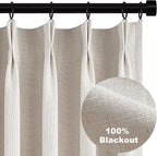 Topfinel Pinch Pleated Curtains 96 Inch Long, 100% Blackout Thermal Insulated by Topfinel