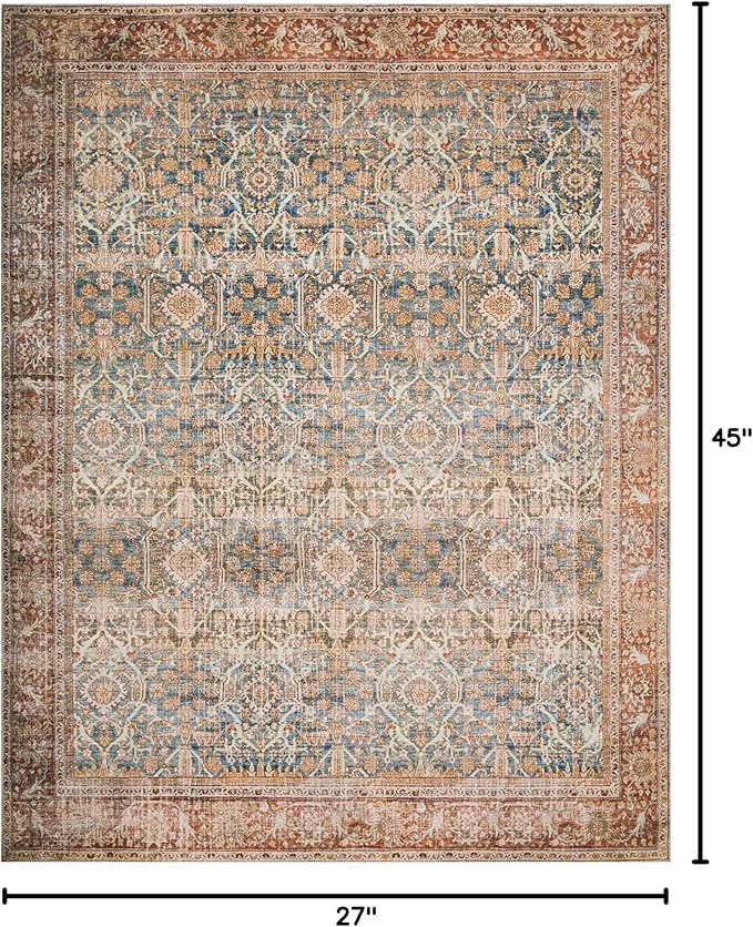 Loloi Layla Collection LAY-04 Ocean/Rust 2'-3" x 3'-9" .13" Thick Accent Rug - Image 2