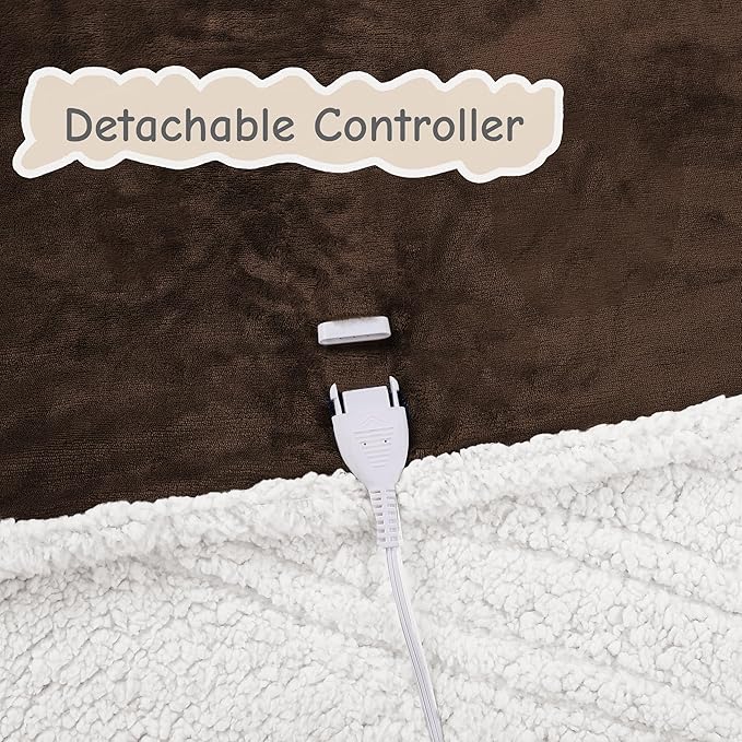 Electric Heated Blanket Queen Size 84"x90", Soft Flannel - Image 6