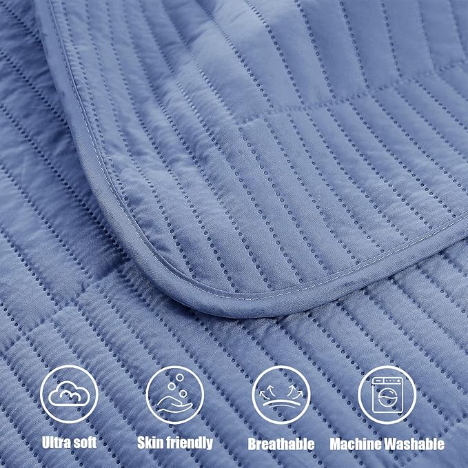 Whale Flotilla Ultra Soft Twin Quilt Bedding Set, Lightweight Microfiber Bluish - Image 7