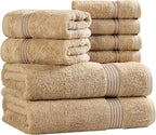 Superior Egyptian Cotton 8-Piece Towel Set, Guest Bath Decor Essentials - Image 2