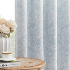 Beauoop Blue Floral Jacquard Blackout Curtains 72 Inches Long 2 Panels by Beauoop