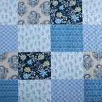 Xruibed Blue Quilt Set King Size 3 Pieces Plaid Floral Boho Bedspread Coverlet - Image 6