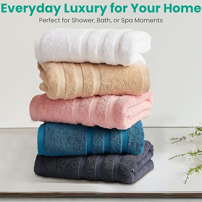 Bath Towels 4 Pack, Large 30 x 60 Inches, 100% Cotton Towels, Comfortable - Image 7