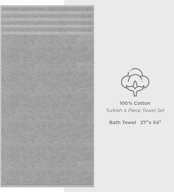 American Soft Linen Luxury 4 Piece Bath Towel Set, 600 GSM 100% Cotton Turkish - Image 4