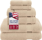 American Veteran 6 Piece Luxury Towel Set, 100% Cotton Turkish Towels by AmericanVeteranTowel