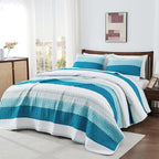 Andency Teal White Quilt Twin, 2 Pieces Patchwork Bedspread Coverlet Set - Image 6
