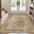 FMFUNCTEX 3x4 Washable Area Rug Brown Vintage Neutral Non Slip Low Pile by Fmfunctex