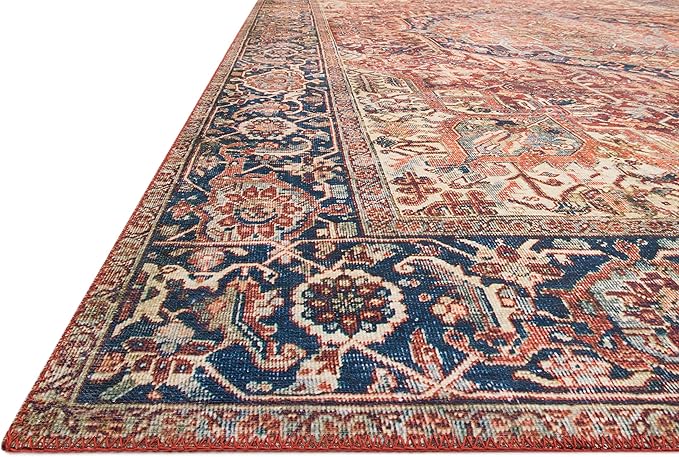 Loloi Layla Collection LAY-08 Red/Navy 2'-6" x 12'-0" .13" Thick Runner Rug - Image 4