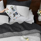 Andency Oversized King Quilt Set Black White, 128x120 Stripe Bedspread Coverlet - Image 4