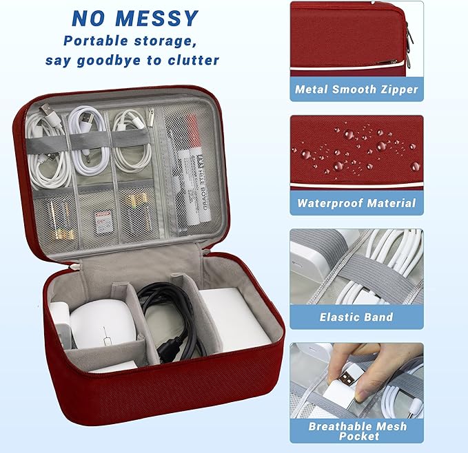 Electronics Organizer, Travel Cord Organizer Pouch, Portable Cable Organizer - Image 3