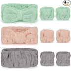 DiyJibb 9 Pcs Spa Headband for Washing Face, Skincare Headband and Wristband Set by DiyJibb