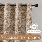 Beauoop Brown Floral Jacquard Blackout Curtains 63 Inches Long 2 Panels - Image 8