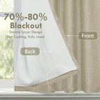 DriftAway Double Layer Linen Blackout Tie Up Curtains Thermal Insulated Fully - Image 2