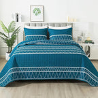 Andency Teal Twin Quilt Set, 2 Pieces Boho Lightweight Soft Striped Bedspread by Andency