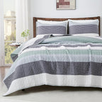 Andency Stripe Quilt Set Cal King, 3 Pieces Patchwork Bedspread Coverlet Set by Andency