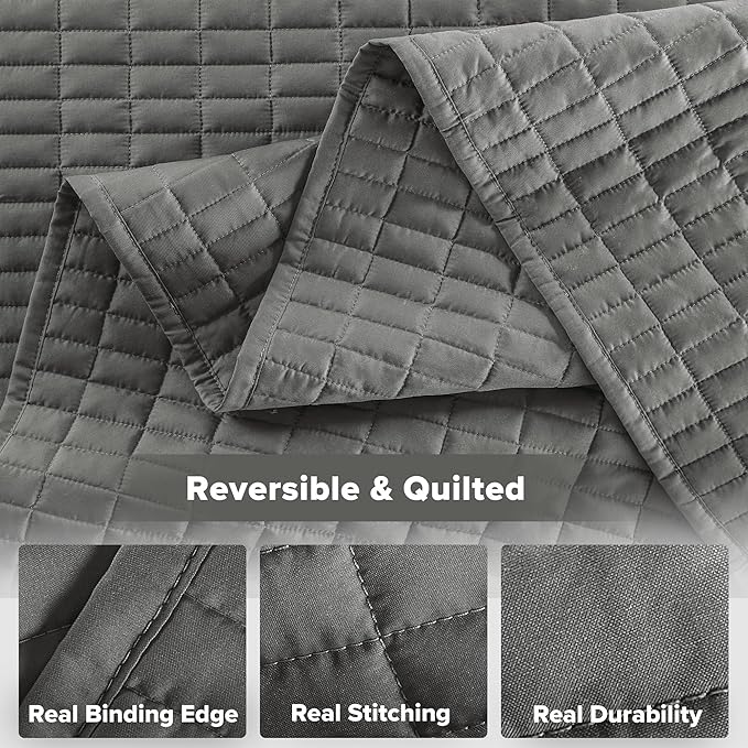 Comfort Spaces Charcoal Oversized King Quilt Set 120"x118" Bedspread Quilted - Image 6