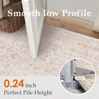Pink Runner Rug 2x8 Hallway Machine Washable Kitchen Vintage Distressed Non - Image 3