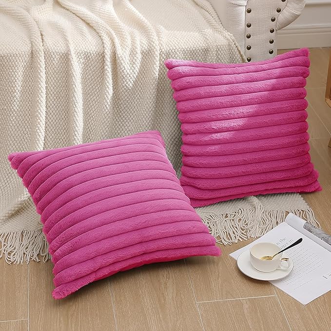 Pallene Faux Fur Plush Throw Pillow Covers 26x26 Set of 2, Luxury Soft Fluffy - Image 6