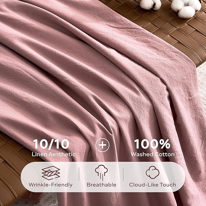 JELLYMONI 100% Washed Cotton Duvet Cover Queen – Soft, Breathable Linen-Look - Image 3