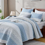 Andency California King Quilt Set Misty Blue, 3 Pieces Ultra Soft Lightweight by Andency