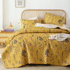 JANZAA King Size Ginger Quilt Bed Spread Boho Quilt Set 3 Pieces Lightweight - Image 5