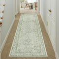 Runner Rug 2x5 Sage Green Hallway Washable Vintage Distressed Kitchen Carpet by PureCozy