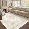 Area Rug 10x12 Cream Washable Living Room Beige Carpet Non Slip Vintage by PureCozy