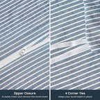 Wake In Cloud - Striped Cotton Duvet Cover Set, 100% Washed Cotton Textured - Image 7